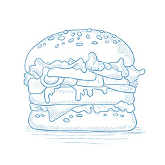 Image showing Delicious and appetizing hamburger.