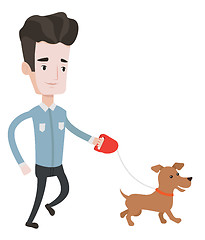 Image showing Young man walking with his dog vector illustration