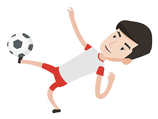 Image showing Soccer player kicking ball vector illustration.