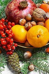 Image showing Christmas still life with citrus