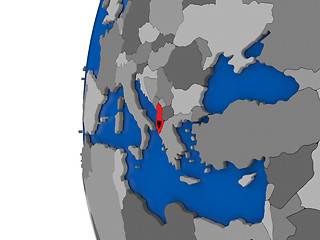Image showing Albania on globe