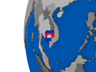 Image showing Cambodia on globe