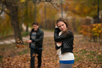 Image showing Happy young Couple in Autumn Park