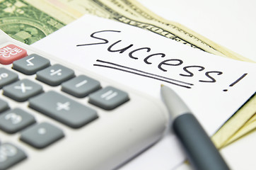 Image showing Calculator, money and success word