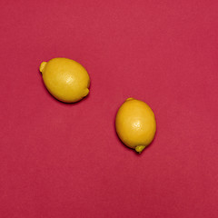 Image showing Lemons on red background