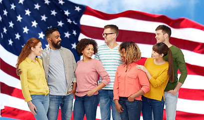 Image showing international group of people over american flag