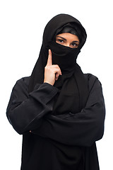 Image showing muslim woman in hijab over white background