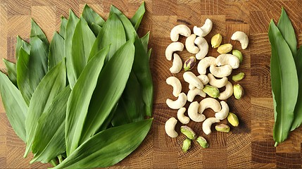 Image showing Nuts and ramsons.