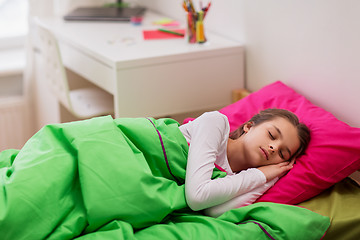 Image showing girl sleeping in her bed at home