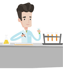 Image showing Laboratory assistant working vector illustration.