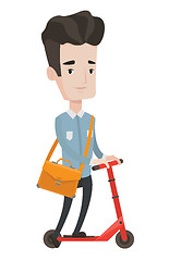 Image showing Man riding kick scooter vector illustration.