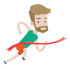 Image showing Winner crossing finish line vector illustration.