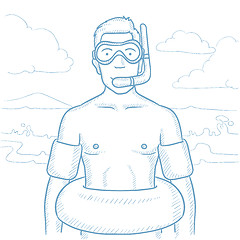 Image showing Man with swimming equipment vector illustration.
