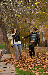 Image showing Happy young Couple in Autumn Park