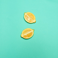 Image showing Lemons on green background