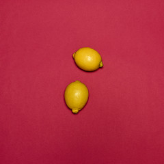 Image showing Lemons on red background