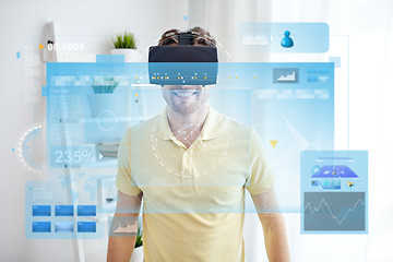 Image showing young man in virtual reality headset or 3d glasses