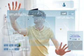 Image showing young man in virtual reality headset or 3d glasses