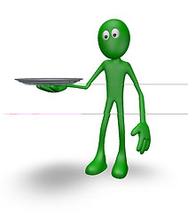 Image showing cartoon guy with plate - 3d illustration