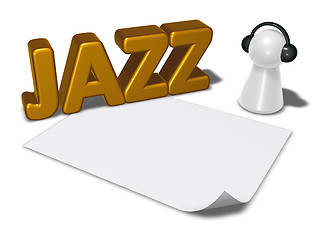 Image showing jazz tag and pawn with headphones - 3d illustration