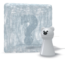 Image showing polar bear and frozen question mark - 3d illustration