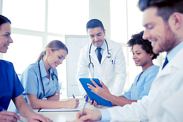 Image showing group of happy doctors meeting at hospital office