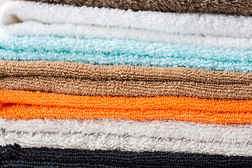 Image showing close up of stacked bath towels