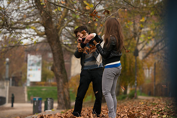 Image showing Happy young Couple in Autumn Park