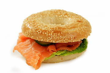 Image showing Bagel with salmon