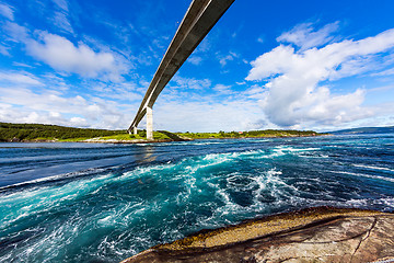 Image showing Whirlpools of the maelstrom of Saltstraumen, Nordland, Norway