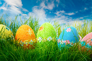 Image showing Decorated easter eggs