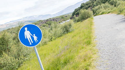 Image showing Road sign in Iceland - Pedestrian path