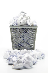 Image showing Garbage bin with paper waste