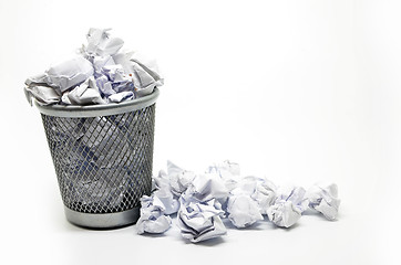 Image showing Garbage bin with paper waste