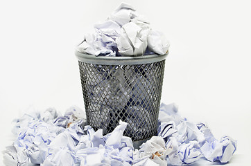 Image showing Garbage bin with paper waste