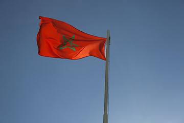 Image showing National flag of Morocco on a flagpole