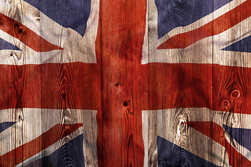 Image showing National flag of United Kingdom, wooden background