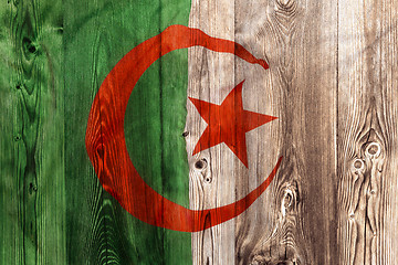 Image showing National flag of Algeria, wooden background