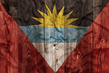 Image showing National flag of Antigua Barbuda, wooden background