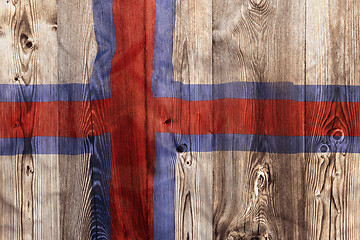 Image showing National flag of Faroe Islands, wooden background