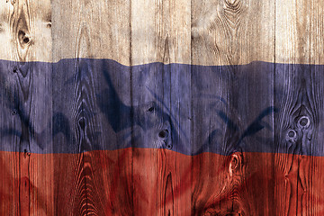 Image showing National flag of Russia, wooden background