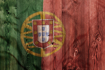 Image showing National flag of Portugal, wooden background