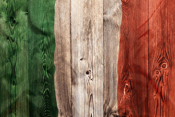 Image showing National flag of Italy, wooden background