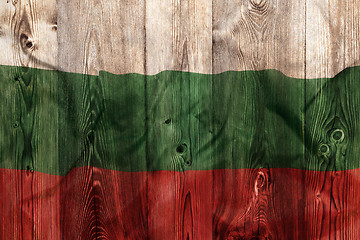 Image showing National flag of Bulgaria, wooden background