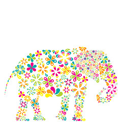 Image showing Concept of flowers in the shape of a elephant