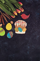 Image showing Tulips and gingerbread cookies