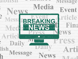 Image showing News concept: Breaking News On Screen on wall background