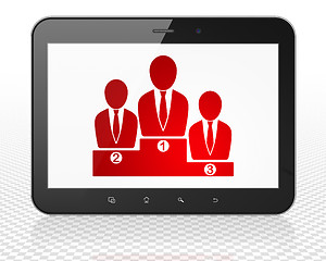 Image showing Marketing concept: Tablet Pc Computer with Business Team on display