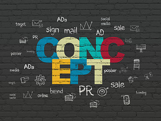 Image showing Advertising concept: Concept on wall background