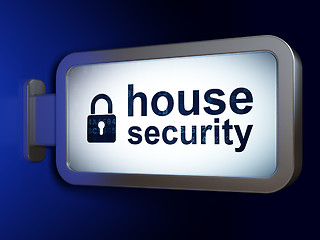 Image showing Security concept: House Security and Closed Padlock on billboard background